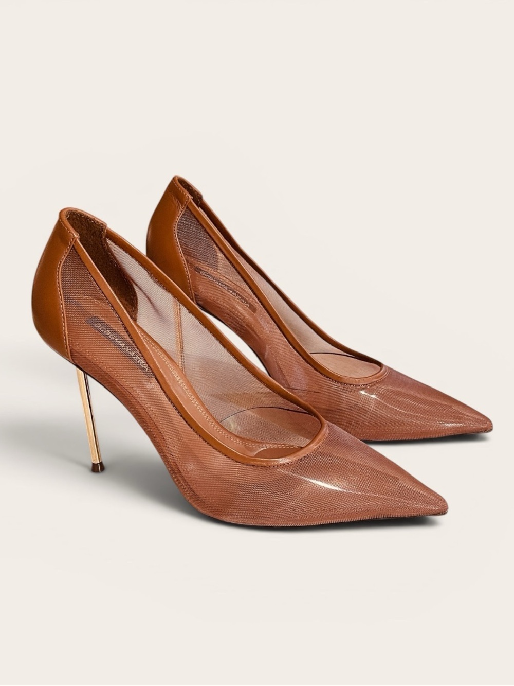 BCBG Max Azria Nude Brown Mesh Pointed Toe Stiletto Pumps Size 7 | NWOB - Picture 5 of 8